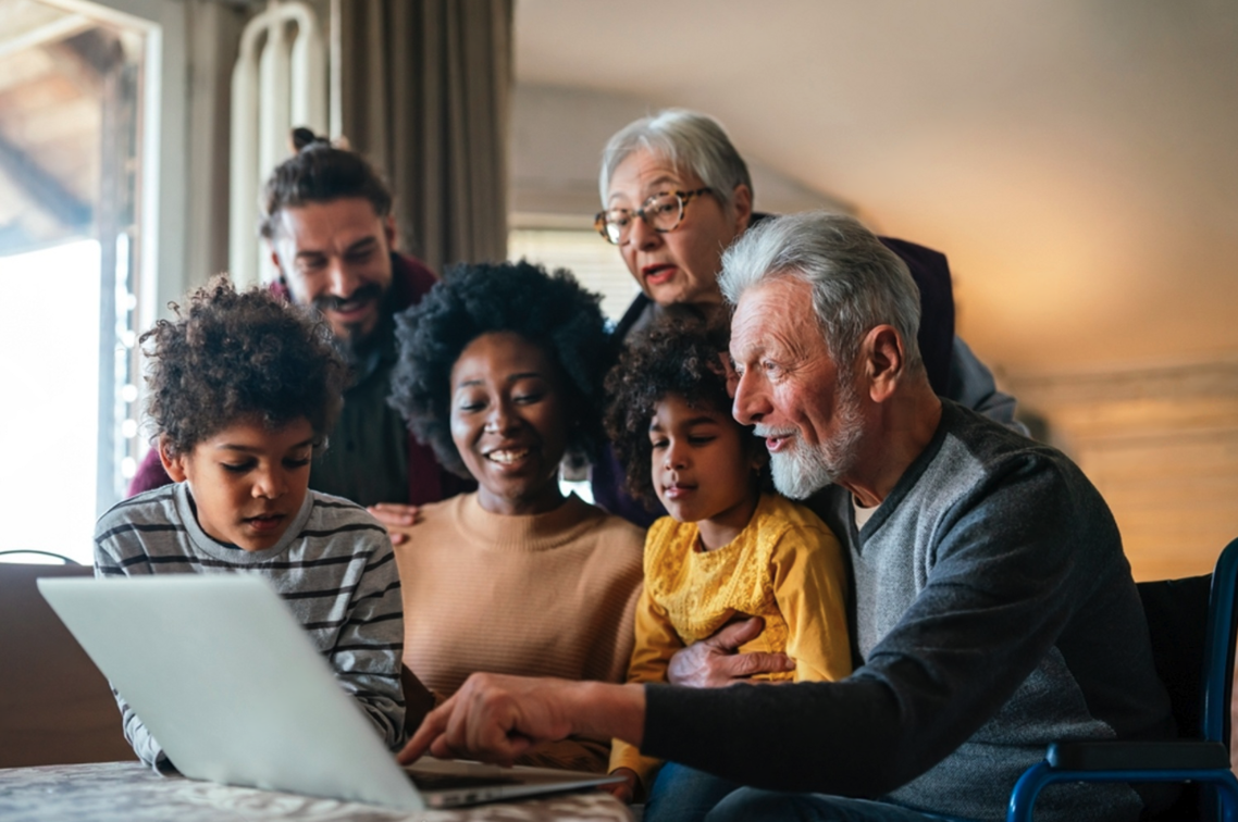 Family watching memories together